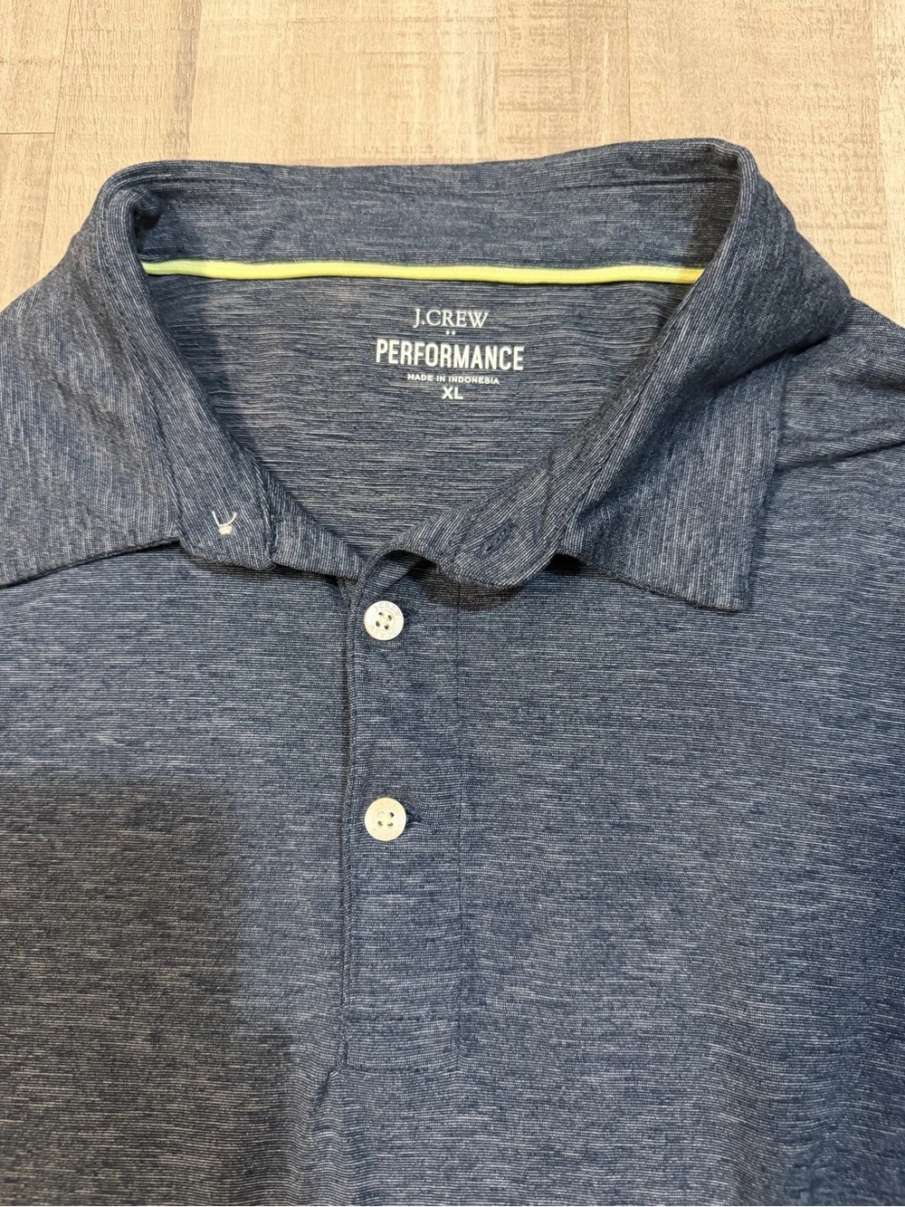 NWT J.Crew Performance Polo Shirt Men’s XL Blue Heather Short Sleeve Stretch